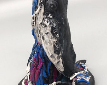 Galactic Humpback, Handcrafted Whale Sculpture, Space-Inspired Mantle Art, Miniature Animal for Spirit Animal Enthusiasts