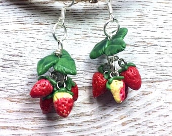 Sweet Strawberry Miniature Earrings - Tiny Fruit Jewelry, Perfect Birthday Gift for Her