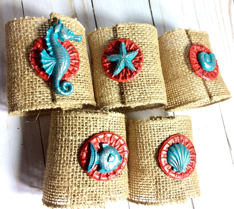 Beach Napkin Rings Beach Theme Napkin Rings Burlap Napkin Etsy