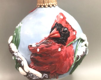 Red Cardinal Ornament, Festive Christmas Tree Decoration and Holiday Gift
