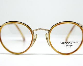 VIENNALINE 1005 gafas vintage occhiali brille lunettes gafas gafas de sol marco GOLD Plateado hecho en AUSTRIA New Old Stock 1980's