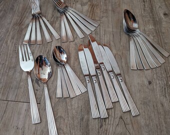Vintage Cuisinart Beaded Stainless Spoon Fork Sugar Knife 5 Piece Serving Cui8 Set