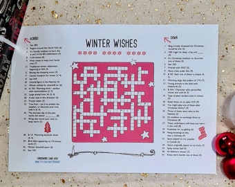 Winter Wishes Printable Crossword - winter and Christmas themed crossword puzzle