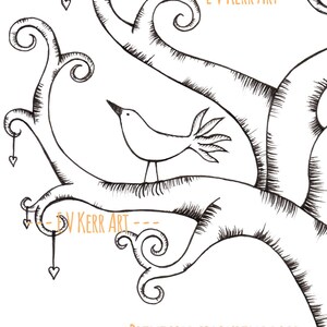 Bird in Tree Printable Colouring Page - Instant Download for Adults or ...