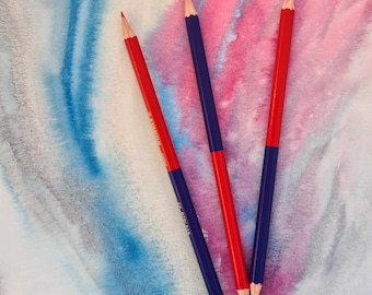 Stabilo two-colour pencil, red and blue