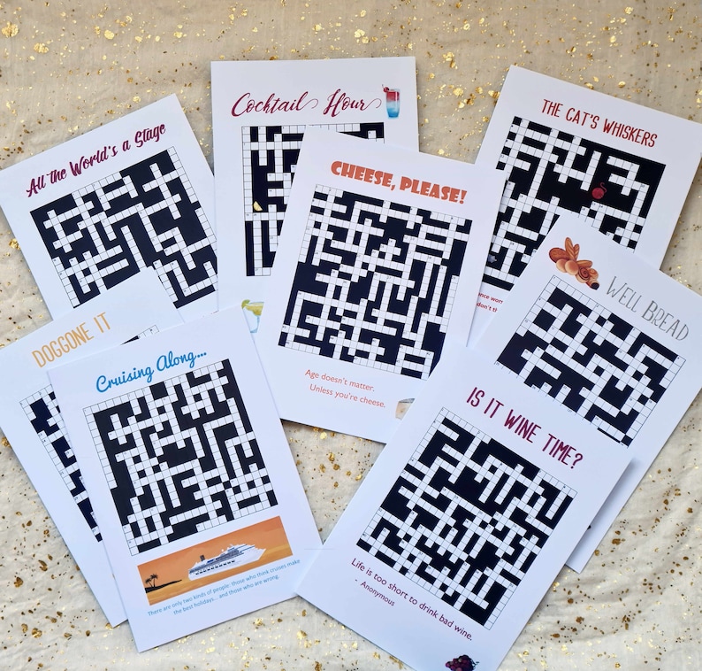 Cheese Please Crossword Card Cheese Themed Crossword Puzzle Etsy