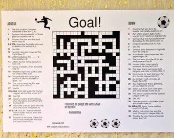 Goal Crossword Card Football Soccer Themed Crossword Puzzle - Etsy UK