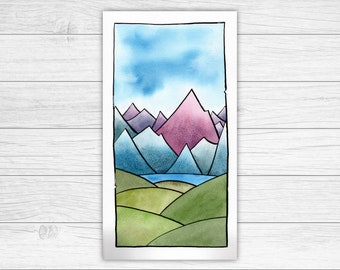 Mountains and Loch Original Watercolour Painting | Landscape Watercolour | Mountain Art | Wall Art