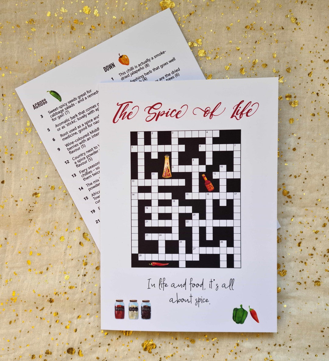 Spice of Life Crossword Card Spices Themed Crossword Puzzle Etsy UK