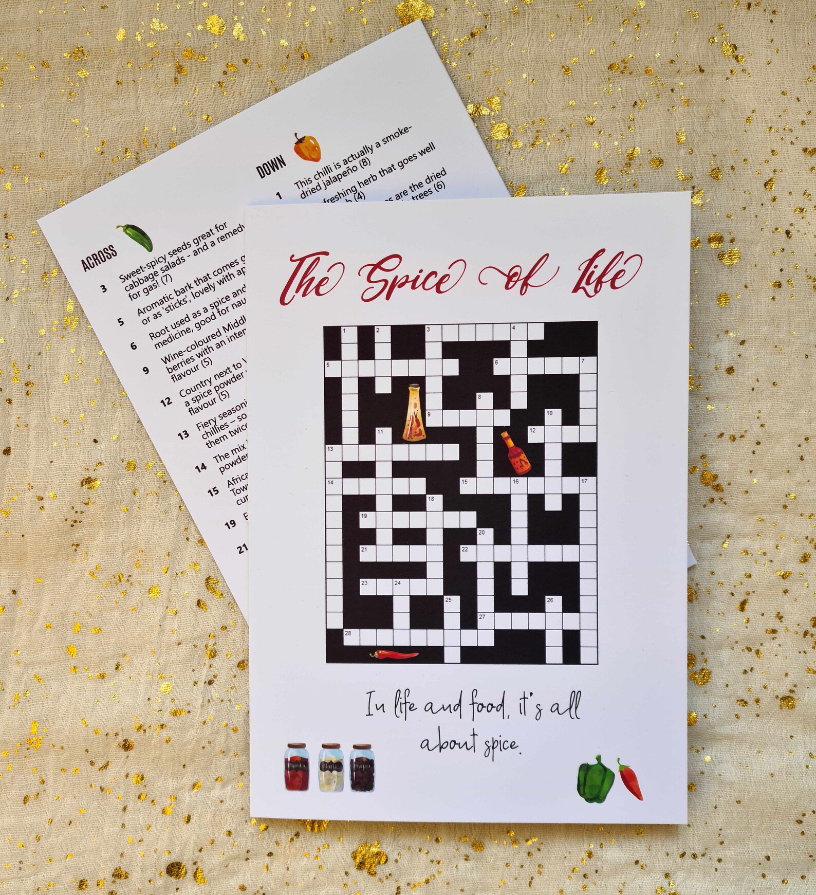 Spice of Life Crossword Card Spices Themed Crossword Puzzle Etsy UK