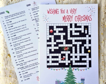 Very Merry Christmas Crossword Puzzle Card - Christmas Card