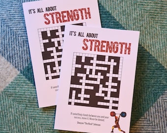 Strongman crossword puzzle greetings card - birthday, congratulations, Any Occasion Card