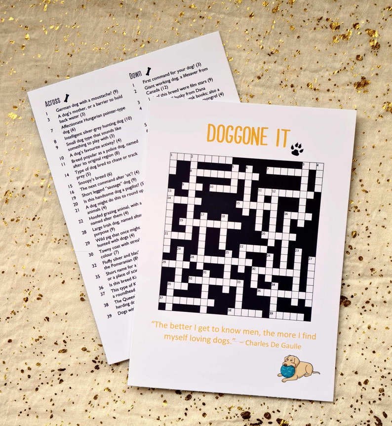 Dog Themed Crossword Card Doggone It Crossword Puzzle Etsy UK Dog Themed Crossword Card Doggone It Crossword Puzzle Etsy UK