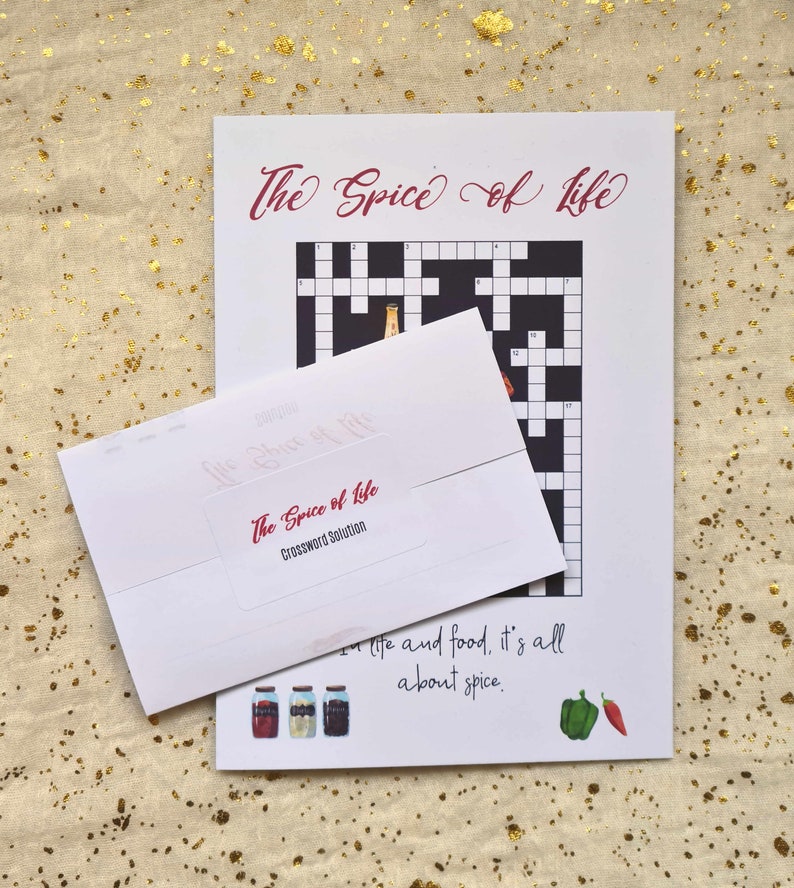 Spice of Life Crossword Card Spices Themed Crossword Puzzle Etsy UK