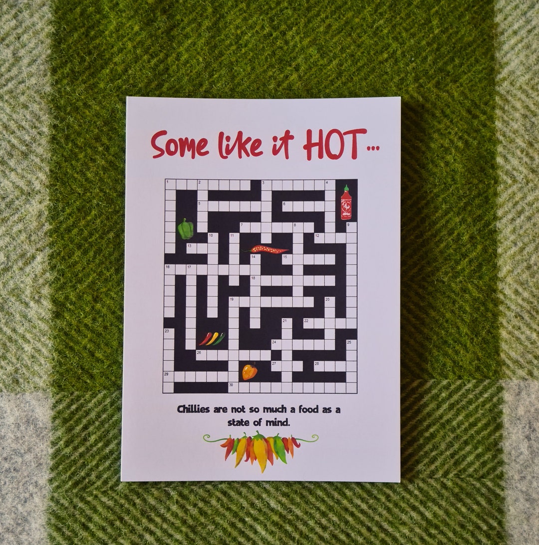 Chillies Crossword Card Chilli Pepper Themed Crossword Puzzle Greetings