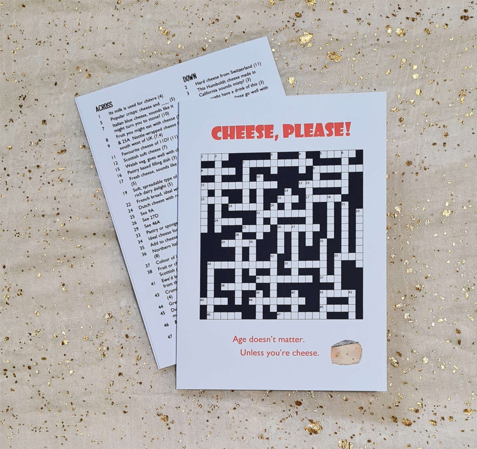 Cheese Please Crossword Card Cheese Themed Crossword Puzzle Etsy