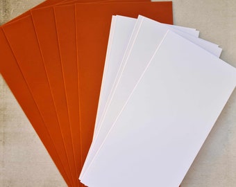 Set of 5 DL white cards with marmalade orange envelopes, blank cards for your own creation