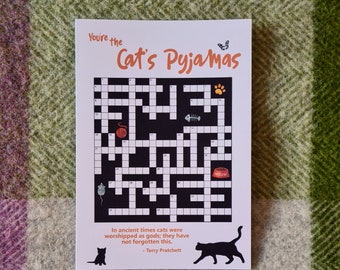 You're the Cat's Pyjamas - cat themed crossword card for cat lovers - Any Occasion Card
