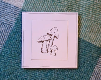 Toadstools Card - black & white illustration - Any Occasion Card - blank inside