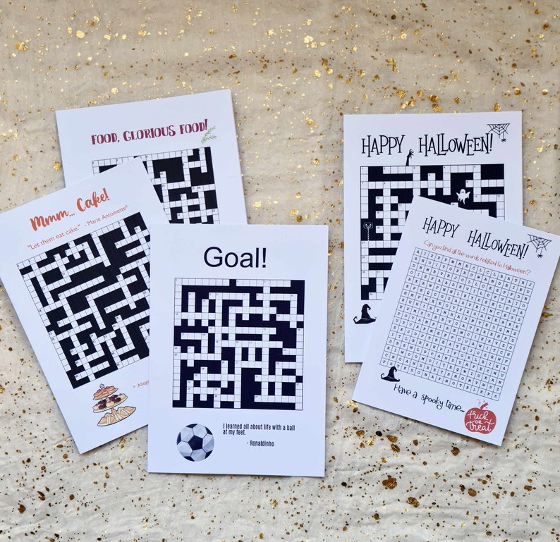 Cocktail Hour Crossword Card Cocktail Themed Crossword Etsy UK