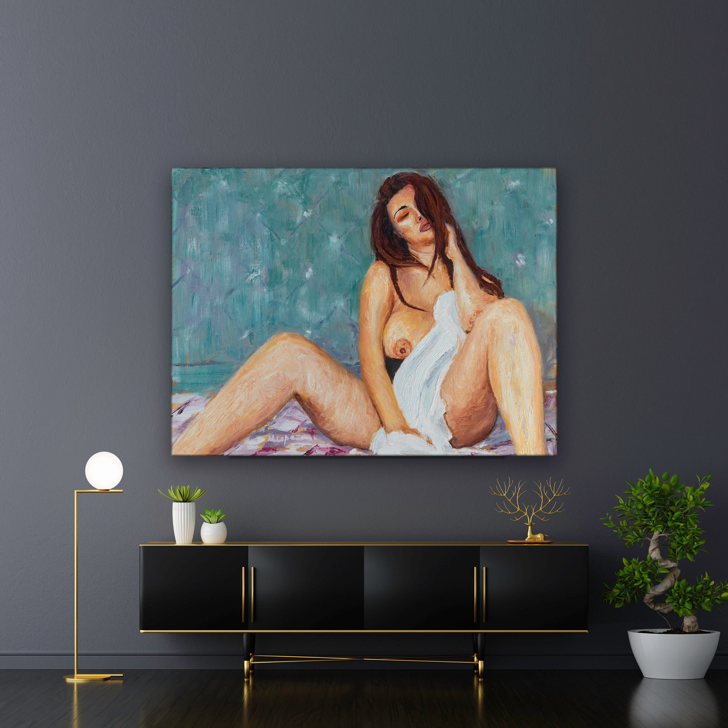 Amour nu porno sexe sexy peinture à lhuile 26 x 16