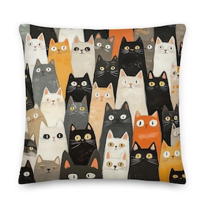 Coussin décoratif Cat Lover's Paradise - Coussin d'appoint confortable pour chaise, canapé et plus - Adorable Many Cats Design