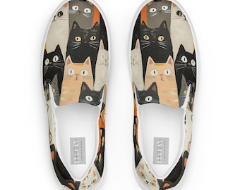 Cat Lover’s Dream Women’s Slip-On Canvas Shoes, Cat Lover Gift for Her, Cat Mom Canvas Sneaker Shoes, Crazy Cat Lady Gifts