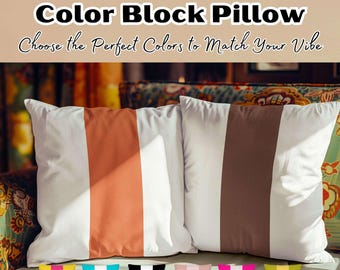 Custom Center Color Block Decorative Throw Pillow Accent Cushion