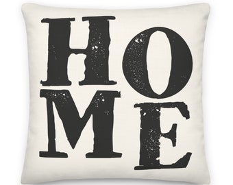 HOME Farm House Minimalist Cover Case With Insert Premium Decorative Throw Pillow Cushion For Couch Sofa Bed - Black & Beige