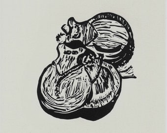 CASTANETS, black-and-white linocut of the Spanish instrument. Hand-made. Hand-carved. Printmaking art.