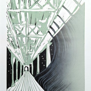 Linogravure du pont de Bir Hakeim : création cinématographique à Paris