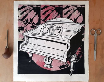 PIANO ROOM, original print collage