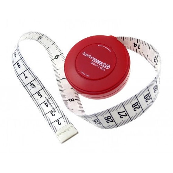 Hoechtmass Pocket Roller Tape Measure With Large Push Button RED