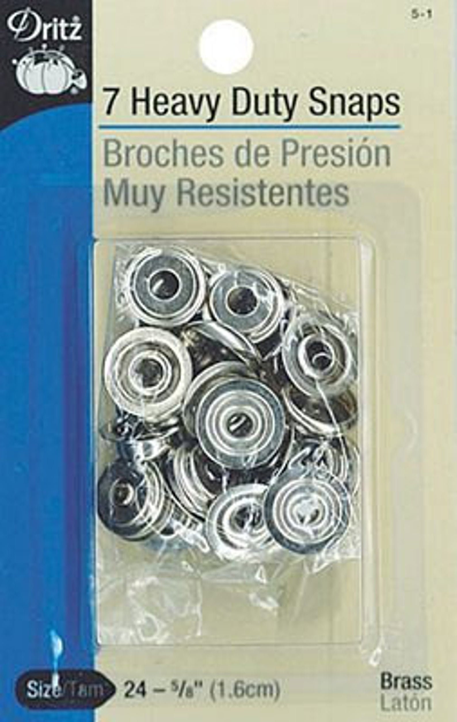 Dritz Heavy Duty Snap Kit, 5/8-Inch, 7 Count, Nickel-Plated Brass