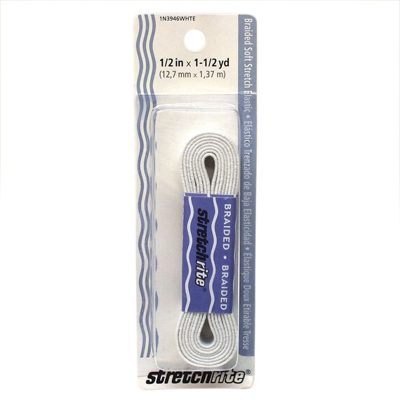 Stretchrite Polyester Braided Elastic Roll - 3/8 Inch X 75 Yards White (72% Polyester, 28% Rubber)