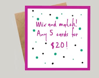 Mix and match | Any 5 cards for 20 | Unique Get Well Cards | Empathy Cards | Support Card | Feel Better Card | Cancer Friend | Cancer Humor