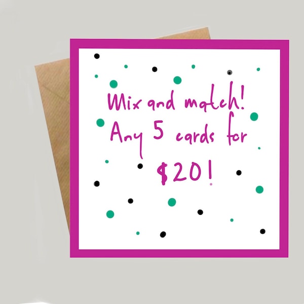 Mix and match | Any 5 cards for 20 | Unique Get Well Cards | Empathy Cards | Support Card | Feel Better Card | Cancer Friend | Cancer Humor