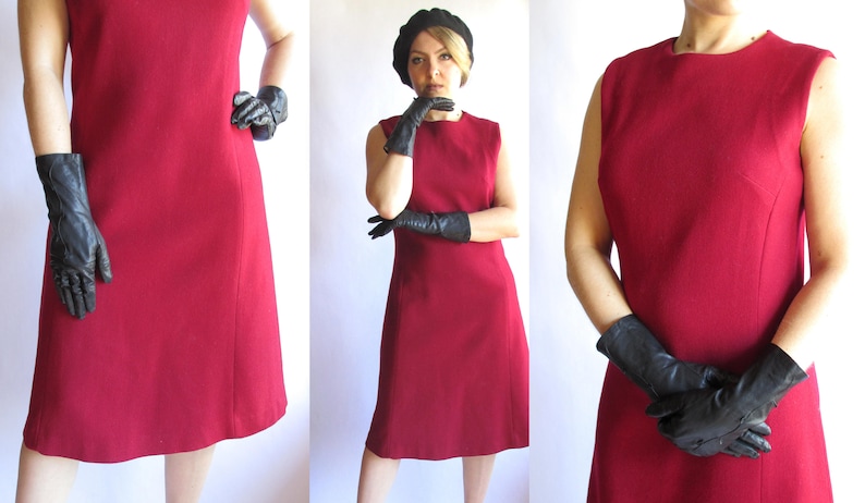 Red Dress Women Shift Dress 60/'s Mod Dress Minimalist Dress, Valentines Day Dress Women Vintage 60/'s 70/'s Wool Dress by SEARS