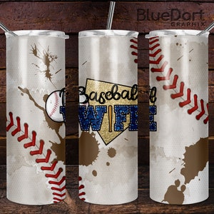 Baseball Wife | Sublimation PNG | 20oz 30oz Skinny Straight Tumbler Design File | Cheetah Denim Sport Glitter | DD62