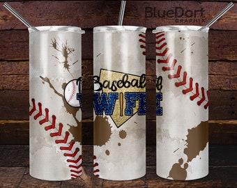Baseball Wife | Sublimation PNG | 20oz 30oz Skinny Straight Tumbler Design File | Cheetah Denim Sport Glitter | DD62
