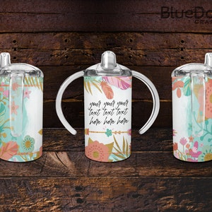 Boho Botanical / Sublimazione PNG File di design della tazza Sippy dritta da 12 once / DD30