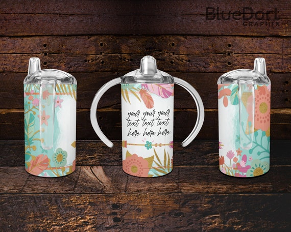 Boho Botanical | Sublimation PNG 12 oz Straight Sippy Cup Design File | DD30