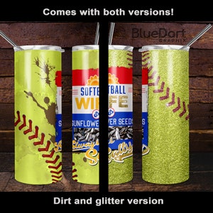 Softball Wife Always Salty | Sublimation PNG | 15oz 20oz 30oz Skinny Straight Tumbler Design File | Glitter Dirt Sunflower Seeds | DD14