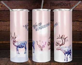 Winter Stag Sublimation File | 20oz Tumbler PNG | Sublimation | DD38