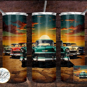 Classic 1955 Chevy Cars | 20oz & 30oz Skinny Tumbler PNG Sublimation File | DD241