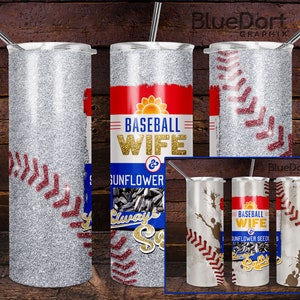Baseball WIFE Always Salty | Sublimation PNG |  20oz 30oz Skinny Straight Tumbler Design File | Glitter Dirt Sunflower Seeds | DD118