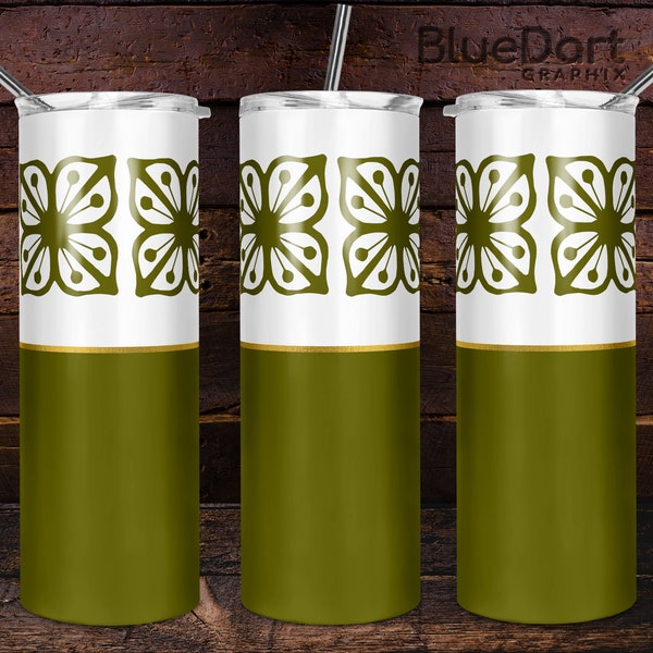 Pyrex Verde Square Autumn Floral | 20oz Skinny Tumbler Straight & Tapered Sublimation PNG | DD77