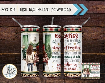 Bestie - Best Friends | 20 oz Tumbler Wrap Design PNG | DD254