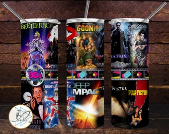 90s Movie Themed Collage Posters | 20oz Skinny Tumbler PNG Sublimation File | DD177