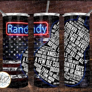 Randy Travis Songs Tumbler Design | Sublimation PNG 20oz 30oz Straight | DD236